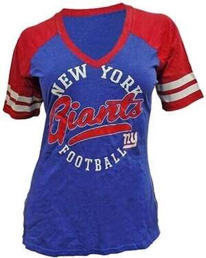 G-III Sports Women's New York Giants NFL V-Neck Fastball T-Shirt